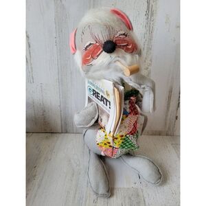 Annalee 1971 mouse large Grandpa newspaper pipe vintage